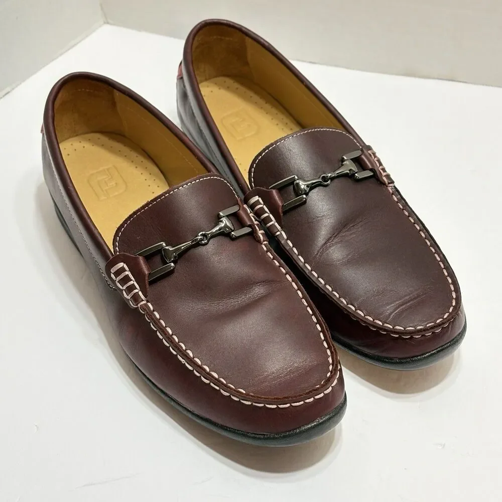 Footjoy Loafers Dark Brown Burgundy Leather Horsebit  79019 9M